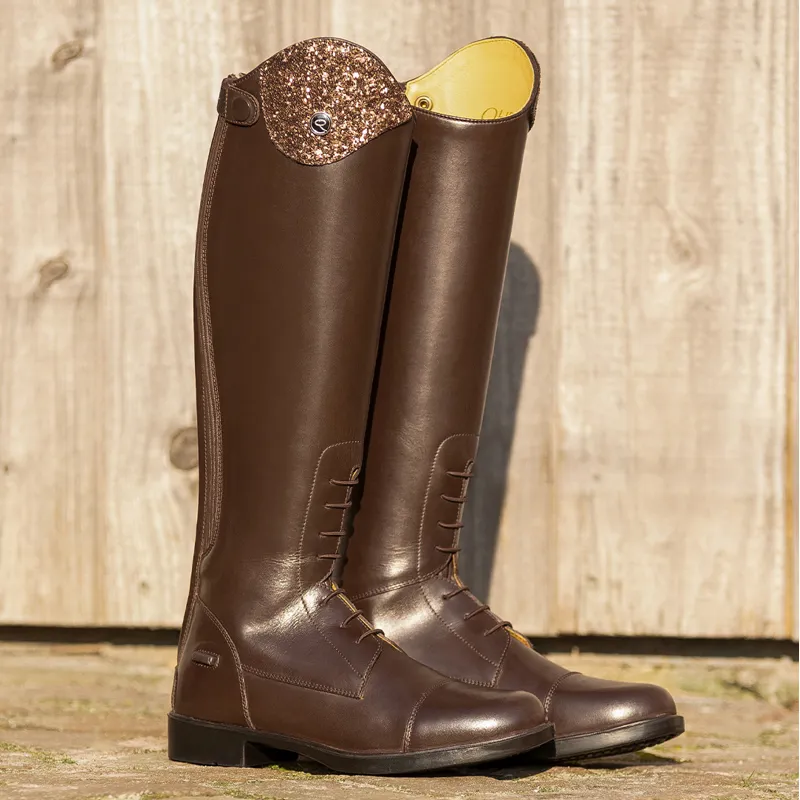 QHP Romy Junior Girls Tall Riding Boots - Brown-1