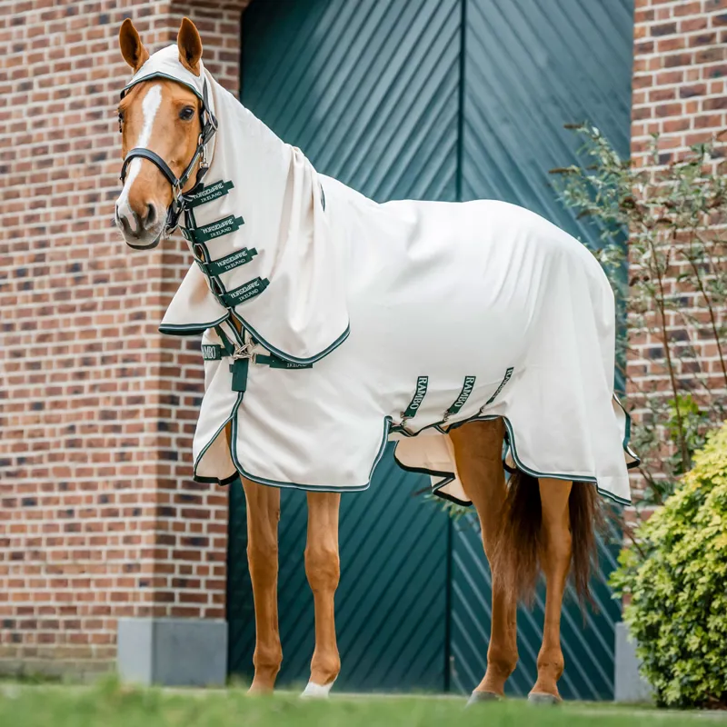 Rambo Hoody Sweet Itch Fly Rug - Chalk/Hunter Green/Silver