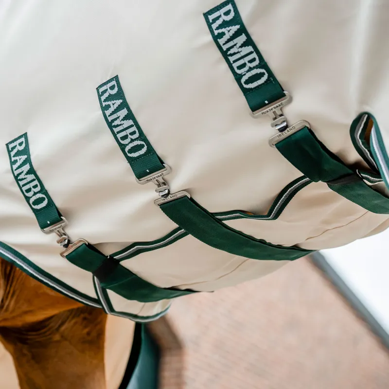 Rambo Hoody Sweet Itch Fly Rug - Chalk/Hunter Green/Silver-3