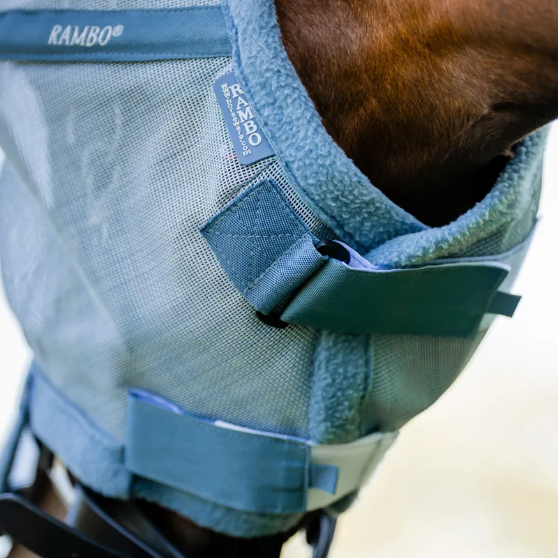 Rambo Plus Fly Mask - Heather Blue/Blue/Silver-3