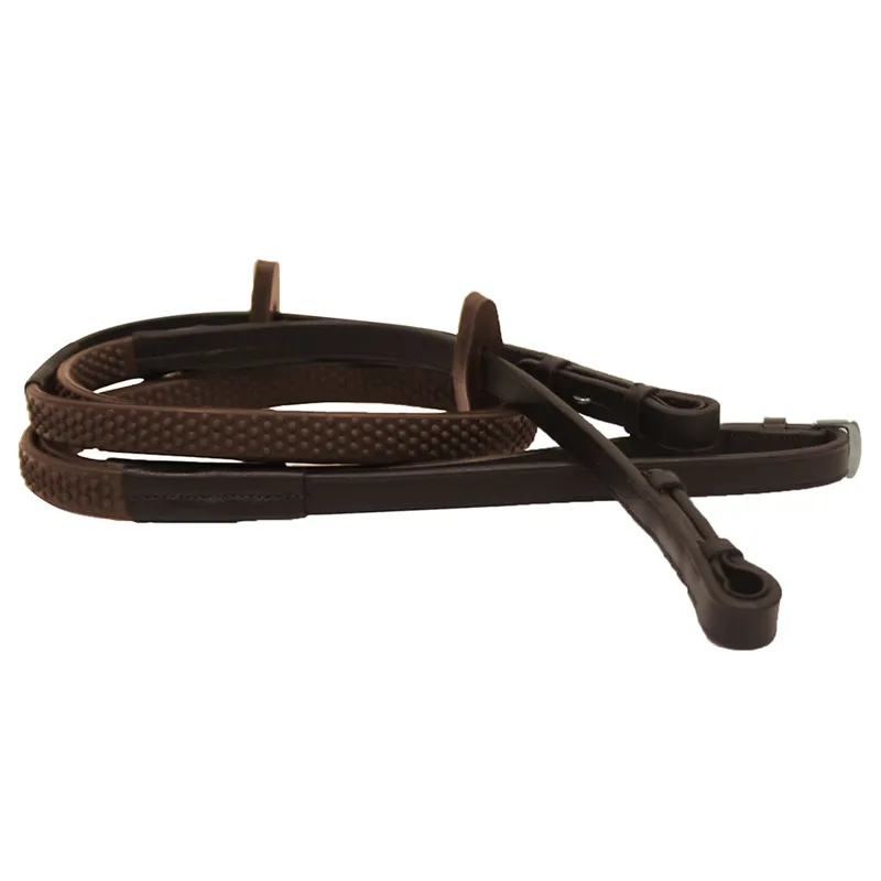 Rambo Micklem Competition Rubber Reins - Brown