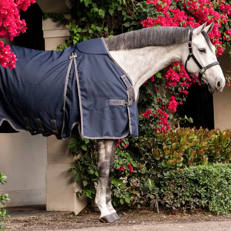 Rambo Optimo Stable Sheet - Navy/Thunderstorm Grey/Silver-2