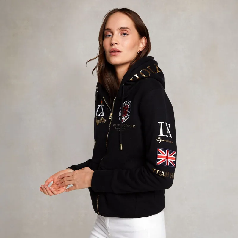 Holland Cooper Team Zip Hoodie Womens - Black