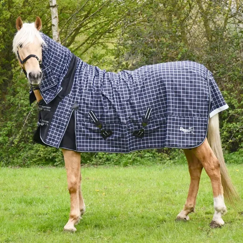 Rhinegold Elite Montpelier 100g Combo Neck Turnout Rug - Black/White