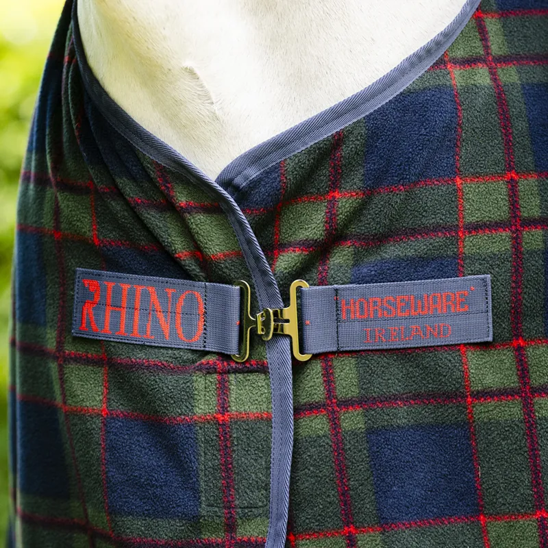 Rhino Holiday Fleece Cooler Rug - Navy Check/Green/Red-1