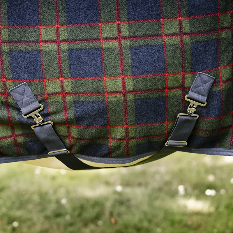 Rhino Pony Holiday Fleece Cooler Rug - Navy Check/Green/Red-3