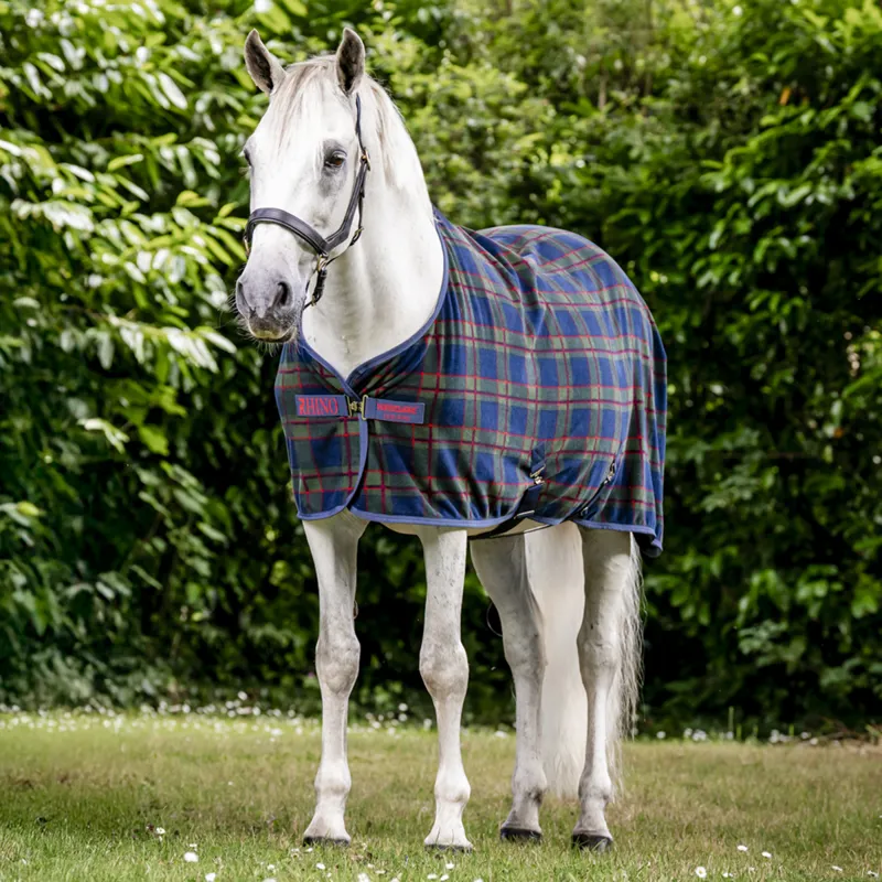 Rhino Holiday Fleece Cooler Rug - Navy Check/Green/Red