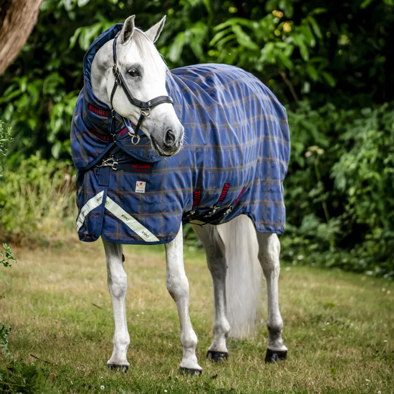Rhino Plus Holiday Vari-Layer 250g Turnout Rug - Navy Check/Green/Red