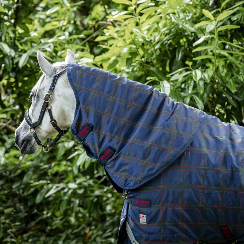 Rhino Plus Holiday Vari-Layer 250g Turnout Rug - Navy Check/Green/Red-5