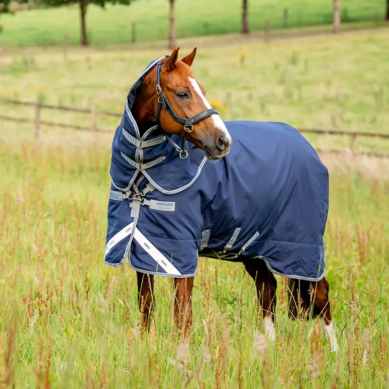 Rhino Plus Lite 0g Turnout Rug - Navy/Titanium/Classic Blue-5