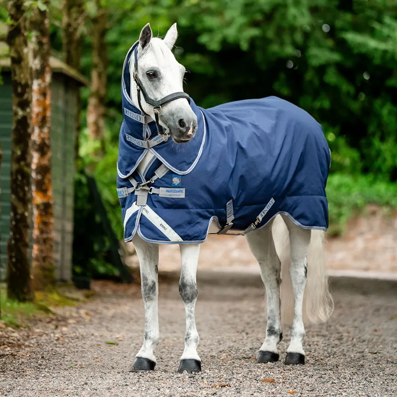 Rhino Pony Plus Lite 0g Turnout Rug - Navy/Titanium/Classic Blue