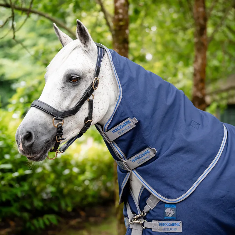 Rhino Pony Plus Lite 0g Turnout Rug - Navy/Titanium/Classic Blue-1