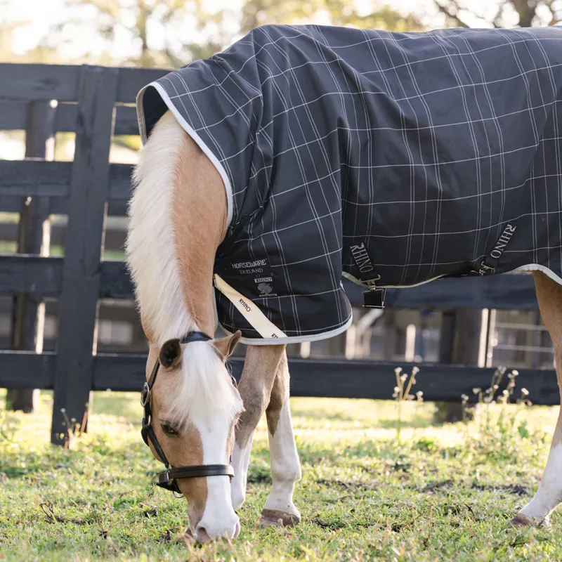 Rhino Pony 100g Wug Turnout Rug - Black/Grey/White Check-2