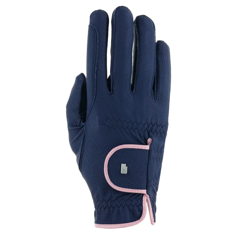 Roeckl Lona Adults Riding Gloves - Navy/Vintage Pink