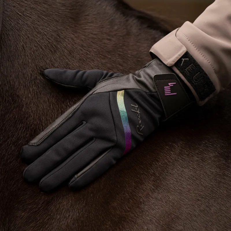 Roeckl Jineta Womens Riding Gloves - Black/Rainbow-1