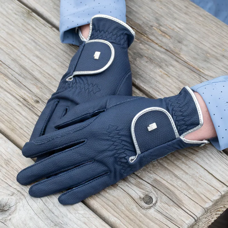 Roeckl Lona Adults Riding Gloves - Navy/Silver-2