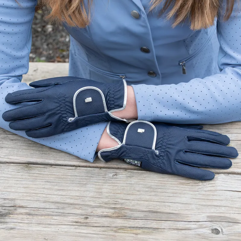 Roeckl Lona Adults Riding Gloves - Navy/Silver-3