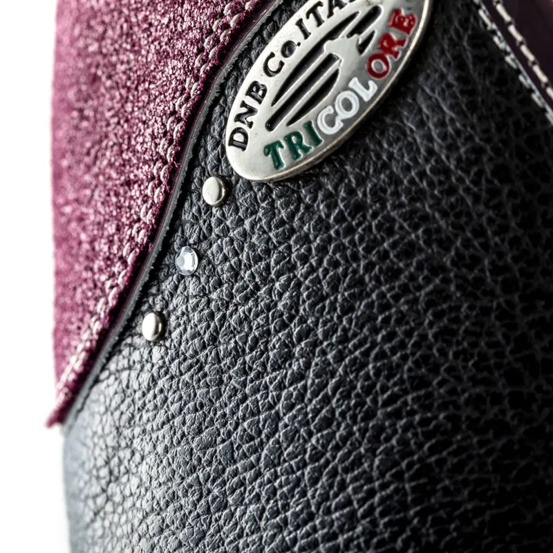 DeNiro Salentino Glitter Unlaced Tall Riding Boots - Quick Black/Prugna-2