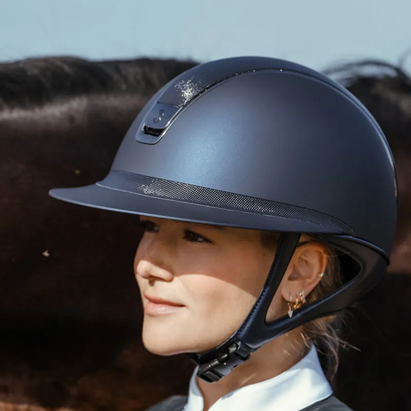 Samshield Miss Shield Shadowmatt 2.0 Full Shimmer Riding Hat - Blue-4