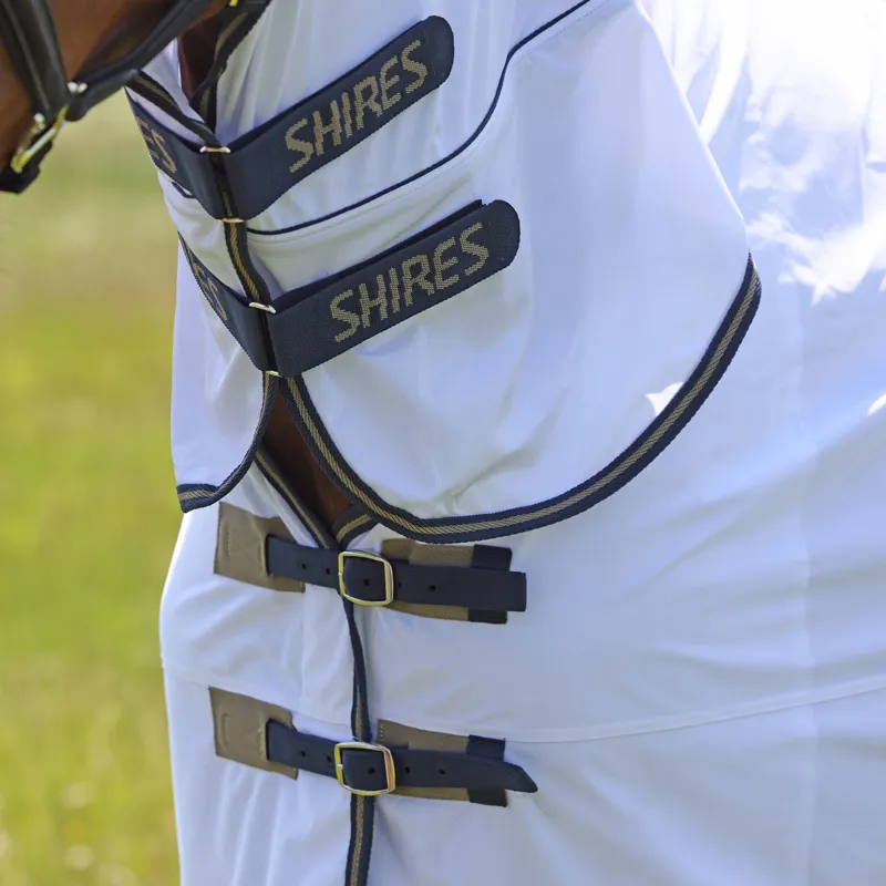 Shires Tempest Original Combo Neck Fly Rug - White/Navy-1