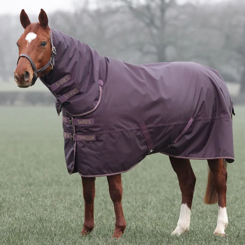 Shires Typhoon 100g Combo Neck Turnout Rug - Black Cherry