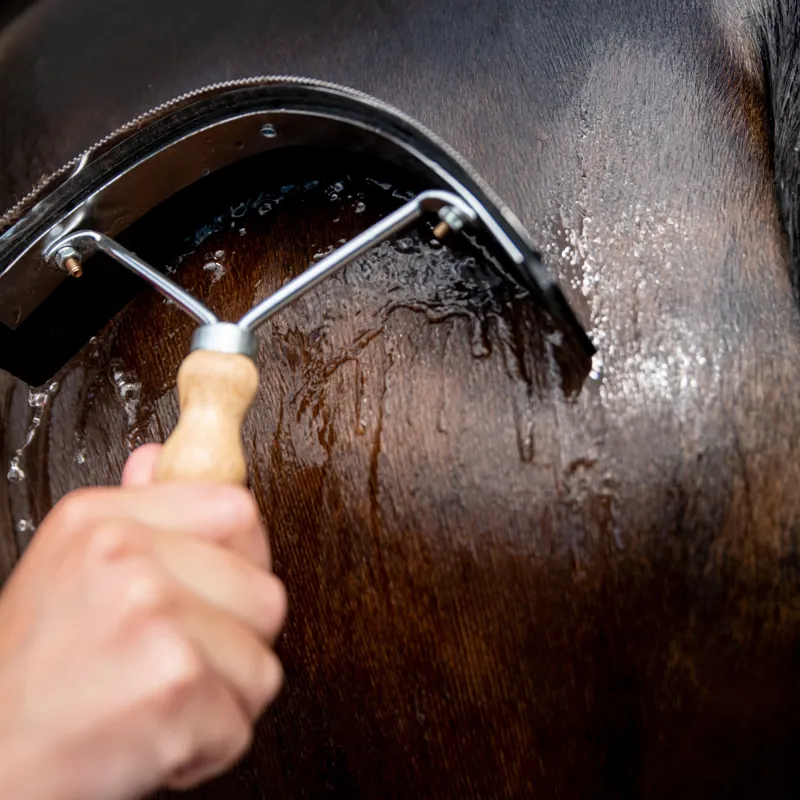 Smart Grooming Wooden Handled Sweat Scraper-1