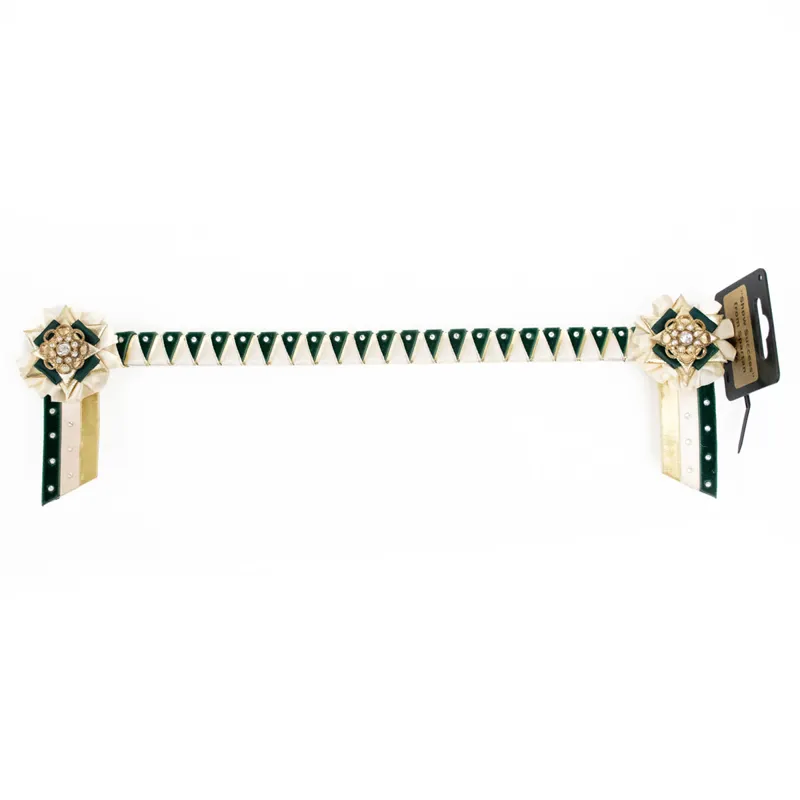 Spartan Show Success Rosette Browband - Green/Cream/Gold - Cob Size
