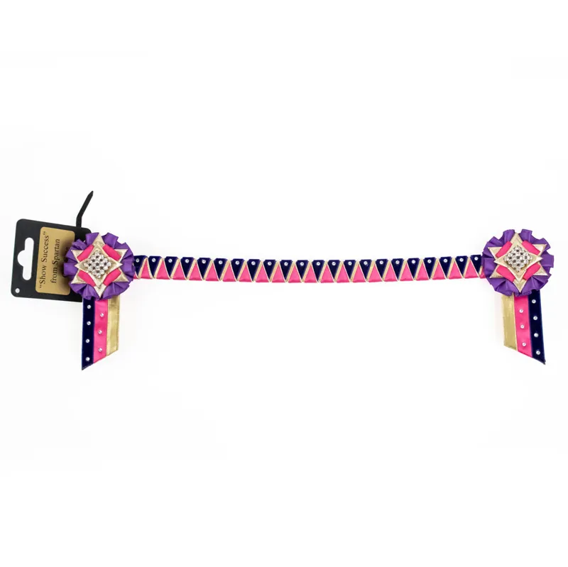 Spartan Show Success Rosette Browband - Purple/Pink/Gold - Cob Size