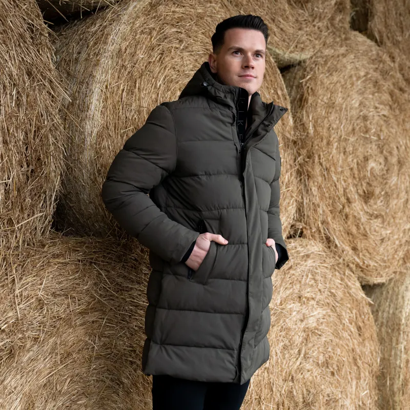Pikeur Sports 8014 Mens Waterproof Quilted Coat - Deep Khaki-1