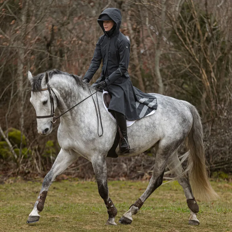 Stierna Nova Ladies Long Waterproof Rain Coat - Ebony-6