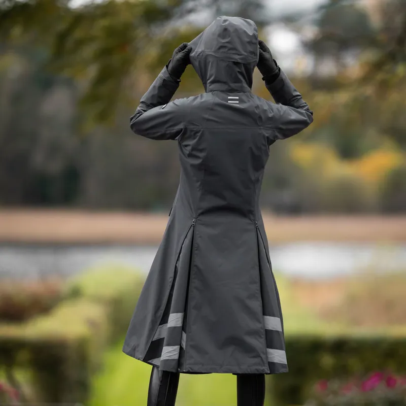 Stierna Nova Ladies Long Waterproof Rain Coat - Ebony-4