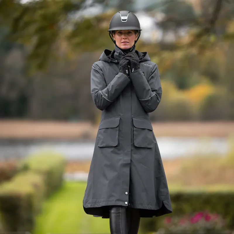 Stierna Nova Ladies Long Waterproof Rain Coat - Ebony-2