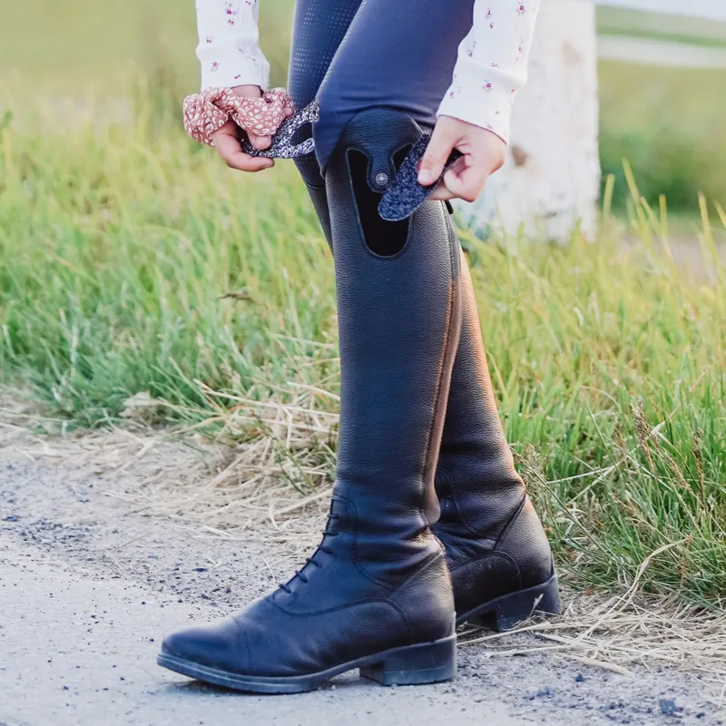 Suedwind Nova Fun Leather Convertible Junior Tall Riding Boots - Black-10