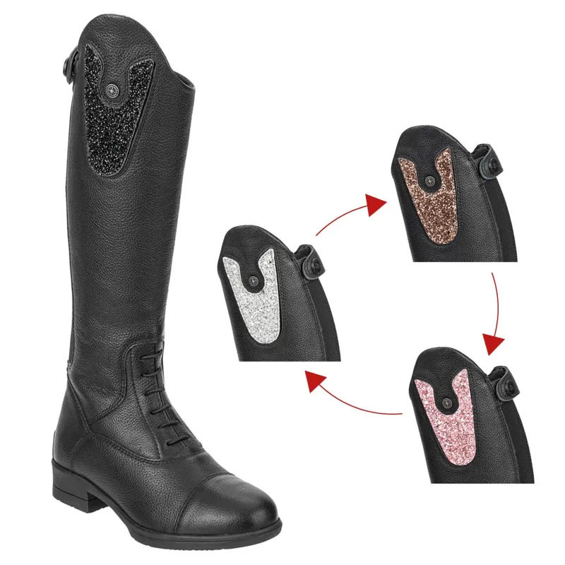 Suedwind Nova Fun Leather Convertible Junior Tall Riding Boots - Black-1