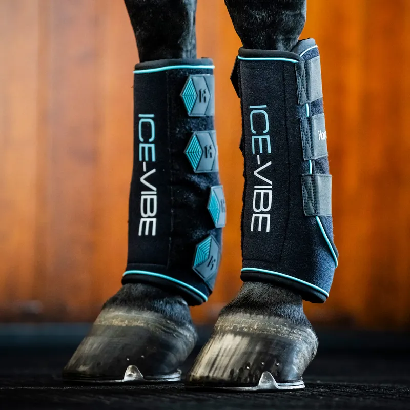 Horseware Ice-Vibe Leg Wraps - Black/Aqua