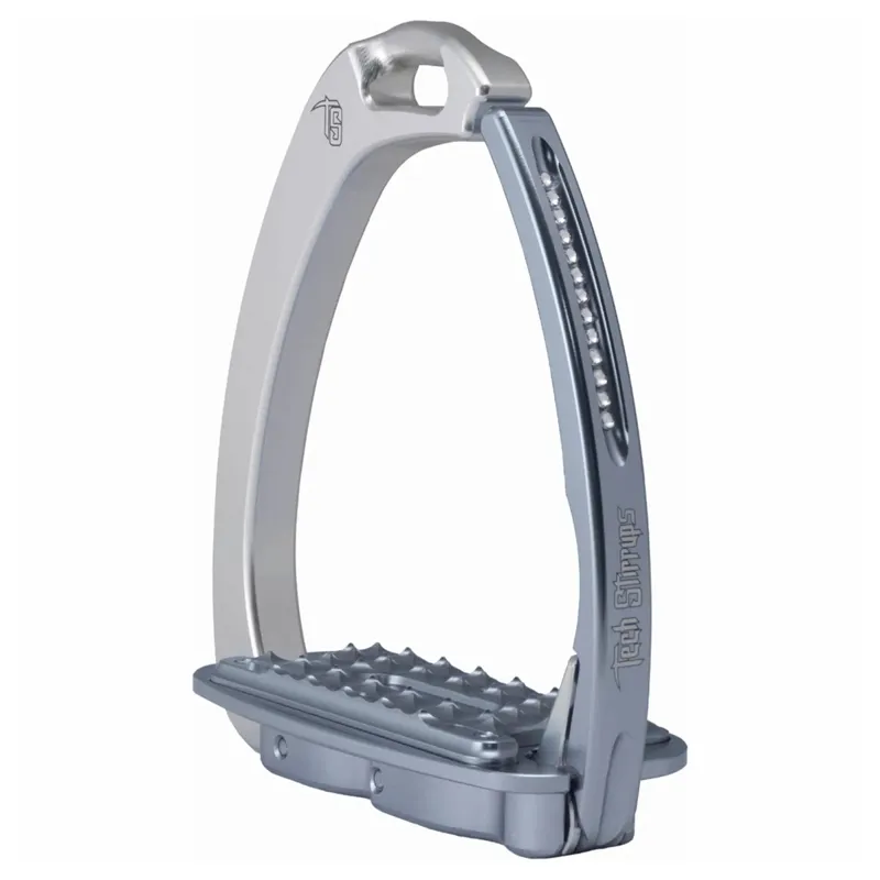 Tech Venice Swarovski Dressage Sloped Safety Stirrups - Silver/Titanium