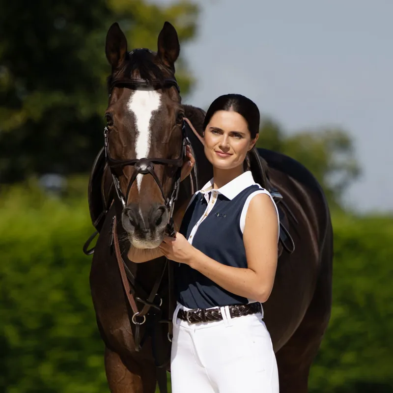 Toggi Haymarket Ladies Sleeveless Polo Shirt - Navy/White-1