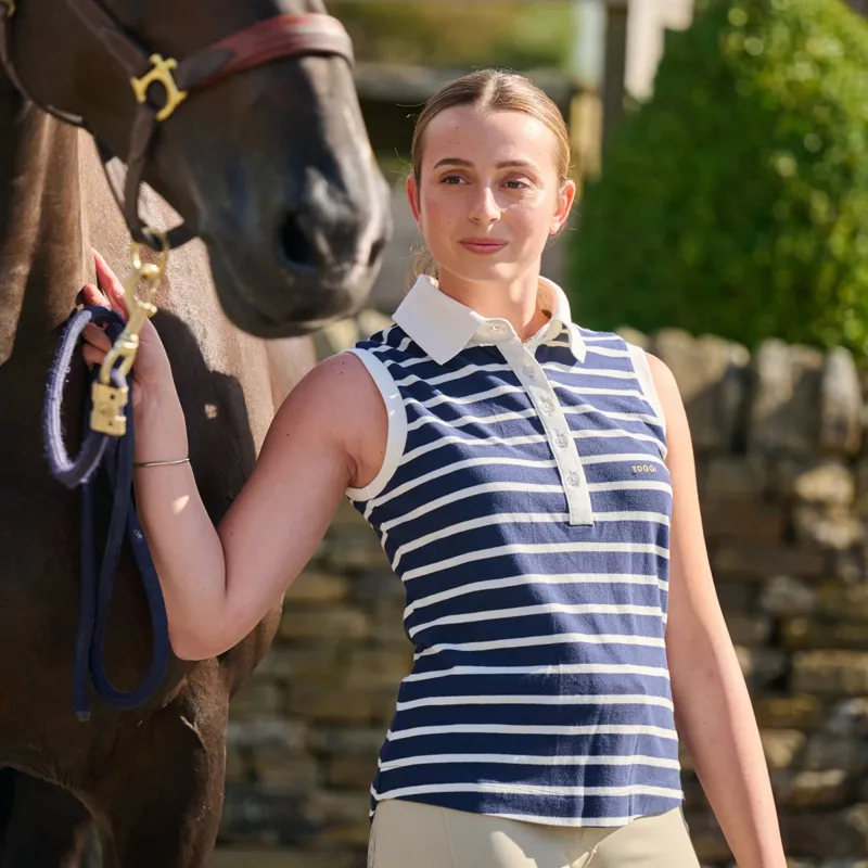 Toggi Bamber Womens Sleeveless Polo Shirt - Navy/White Stripe-2