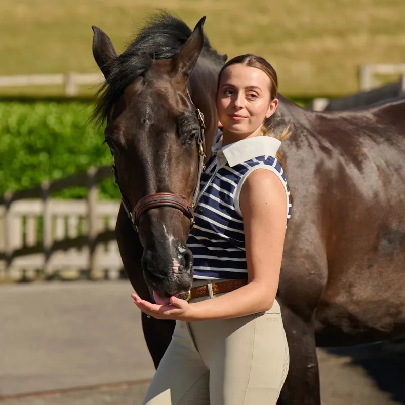 Toggi Bamber Womens Sleeveless Polo Shirt - Navy/White Stripe-3