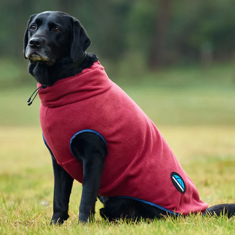 WeatherBeeta ComFiTec Fleece Zip Dog Coat - Burgundy/Navy-1