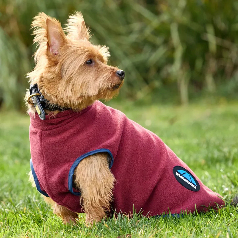 WeatherBeeta ComFiTec Fleece Zip Dog Coat - Burgundy/Navy-2