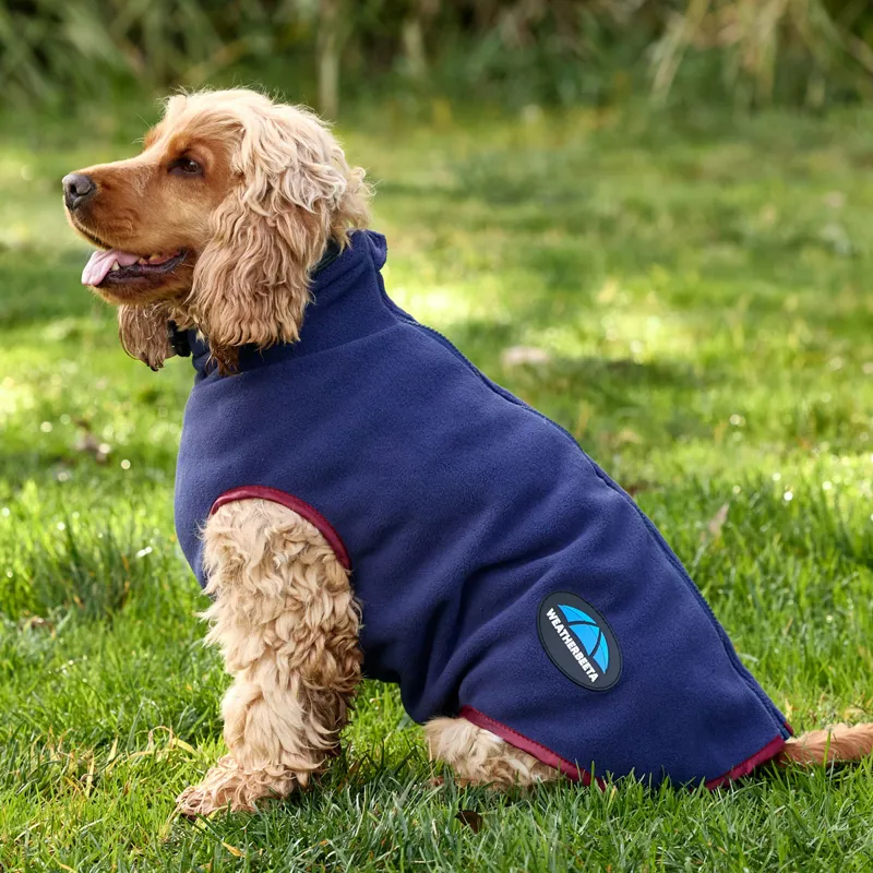 WeatherBeeta ComFiTec Fleece Zip Dog Coat - Navy/Burgundy-1