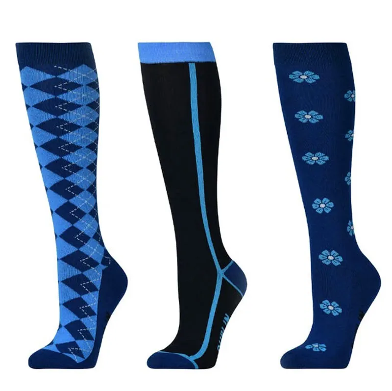 Dublin 3 Pack Womens Tall Riding Socks - Classic Royal Blue