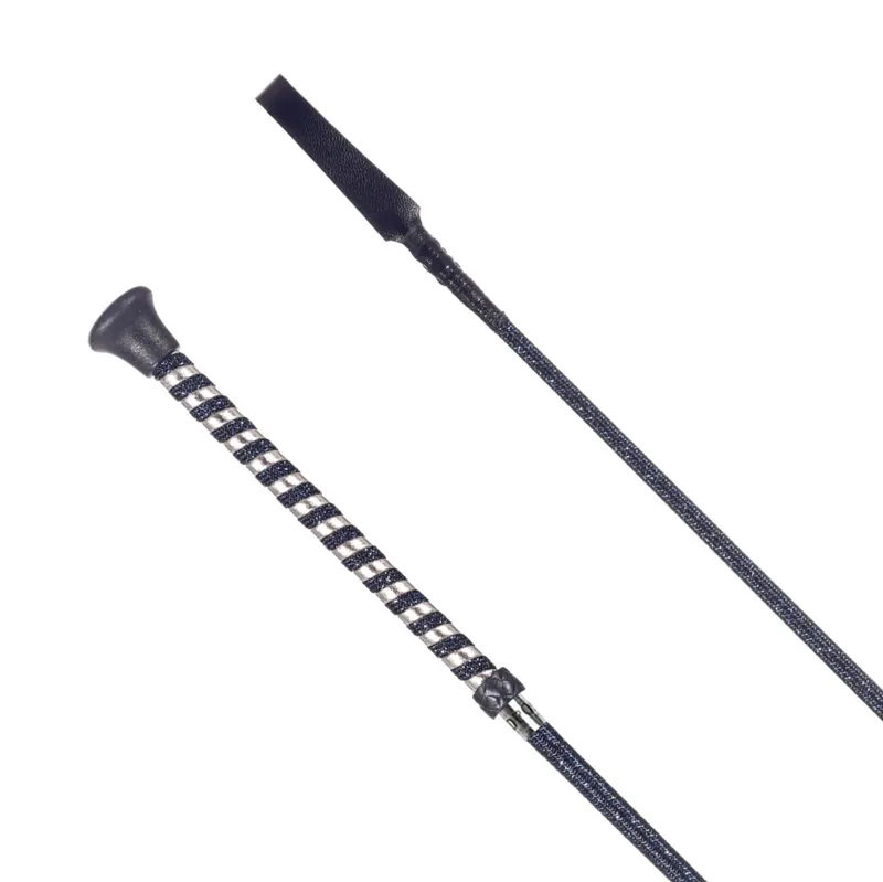 Redpost Lurex Braided Riding Whip - Navy