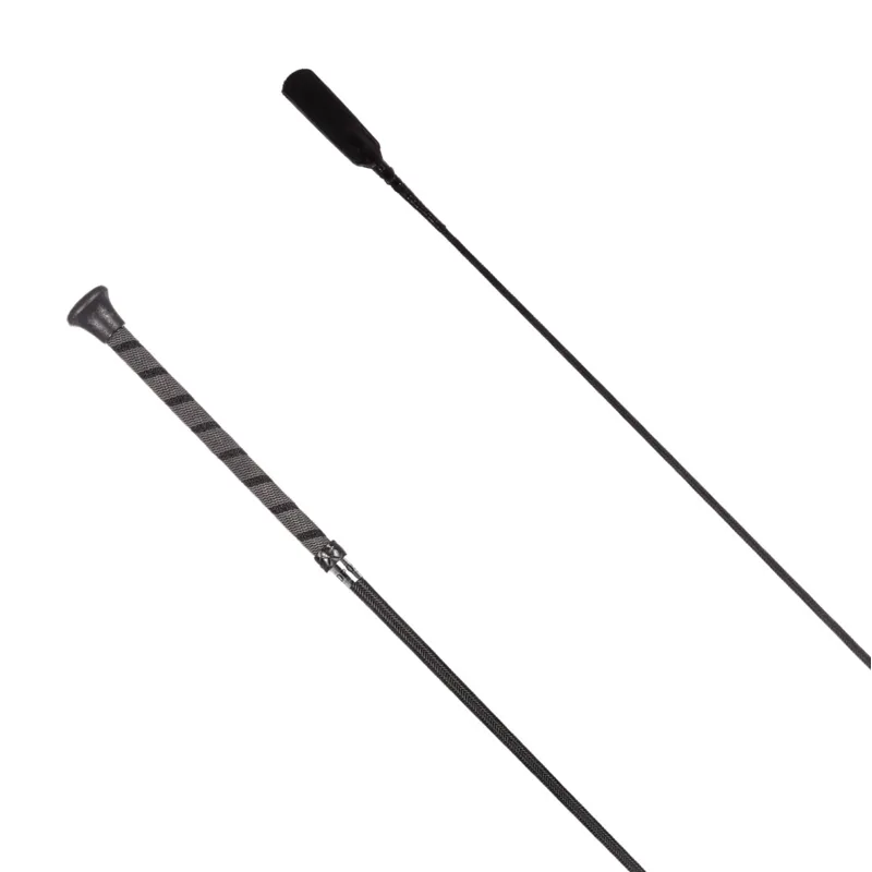 Redpost Rubber Thread Handle Flap End Dressage Whip - Black