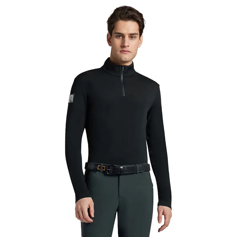 Riders Gene Jersey Fleece Print Logo Mens Training Top - Black