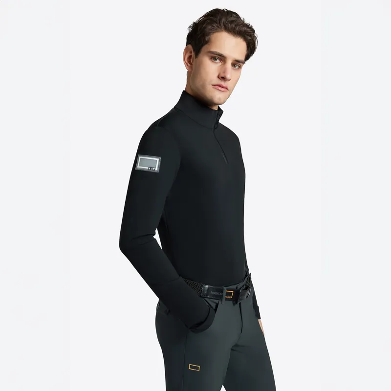 Riders Gene Jersey Fleece Print Logo Mens Training Top - Black-1