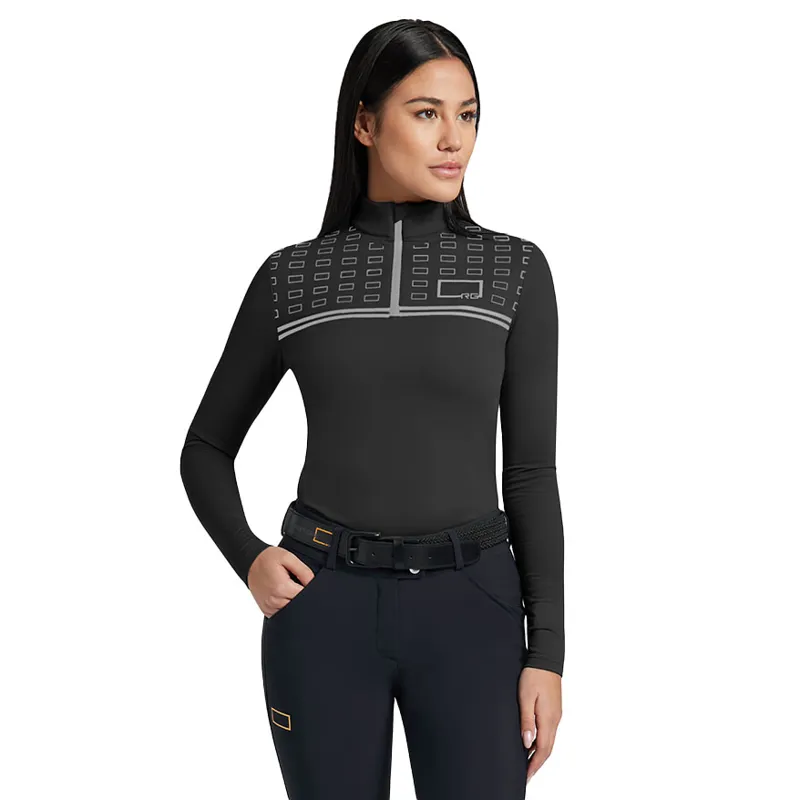 Riders Gene Jersey Fleece Print Logo Ladies Base Layer - Black