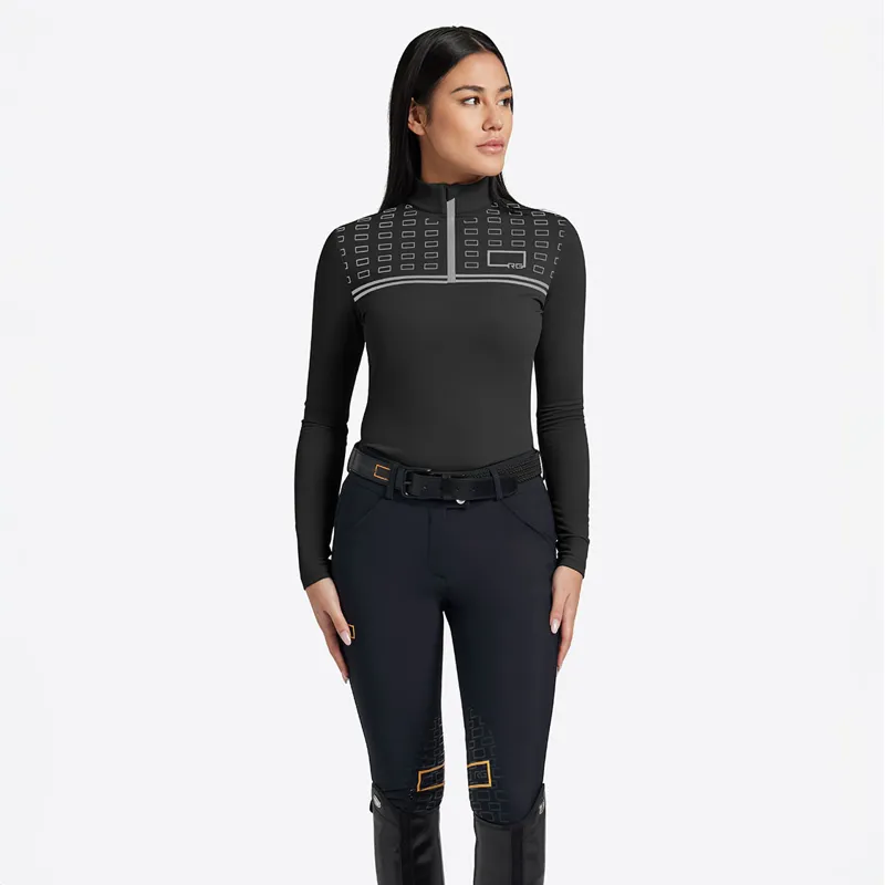 Riders Gene Jersey Fleece Print Logo Ladies Base Layer - Black-1