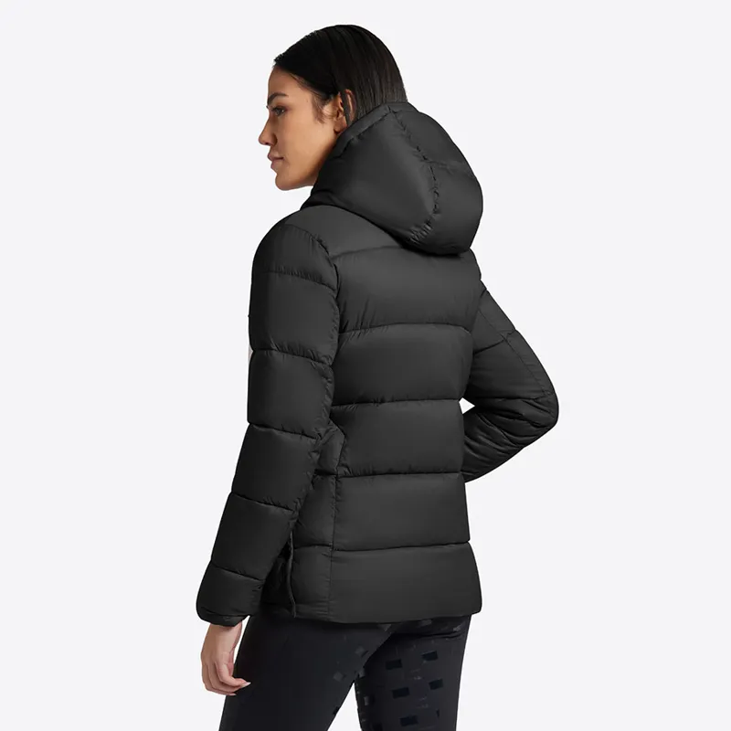 Riders Gene Nylon Quilted Hooded Ladies Puffer Jacket - Black-2